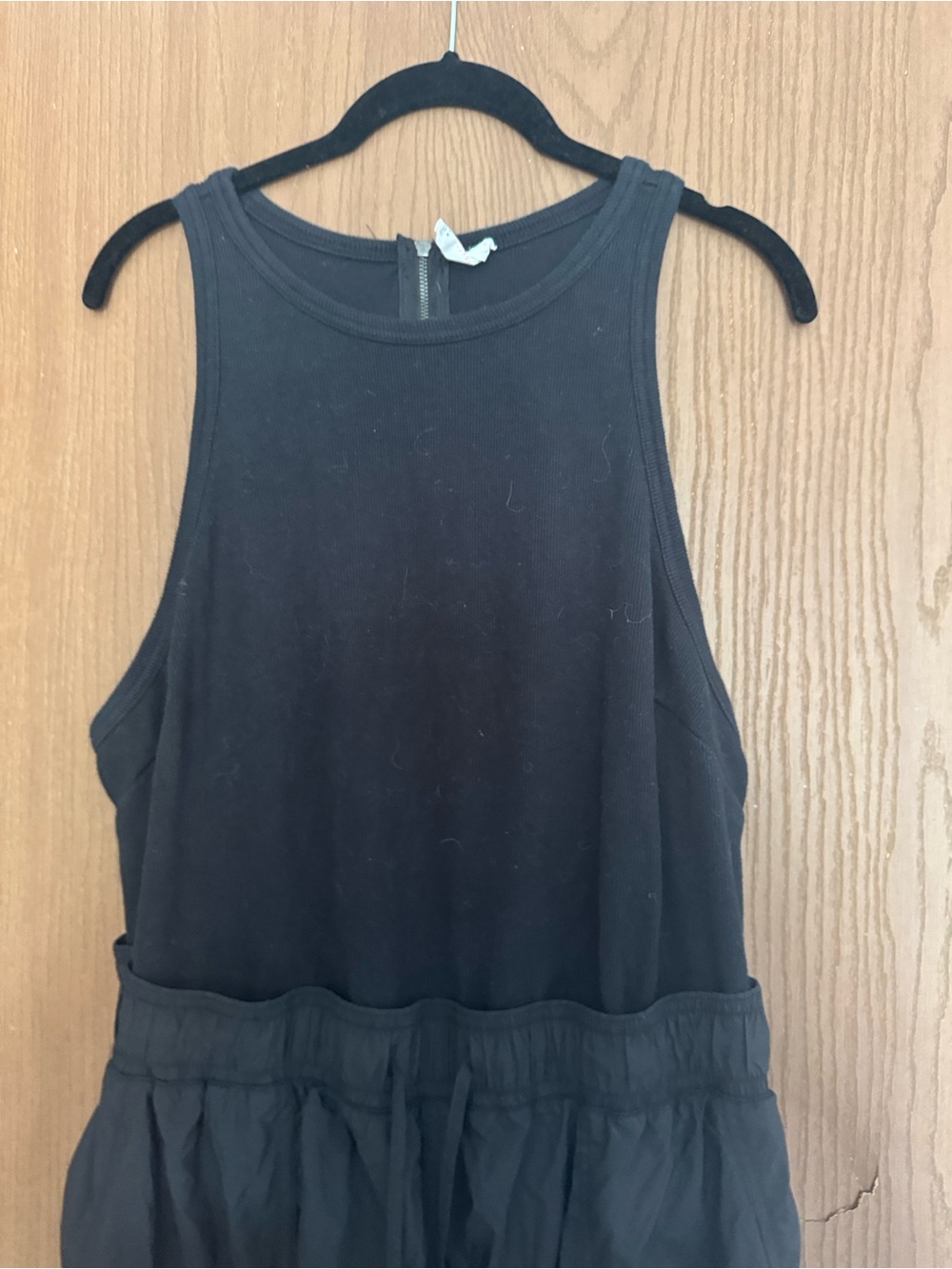Sleeveless Black Ribbed Jogger Jumpsuit